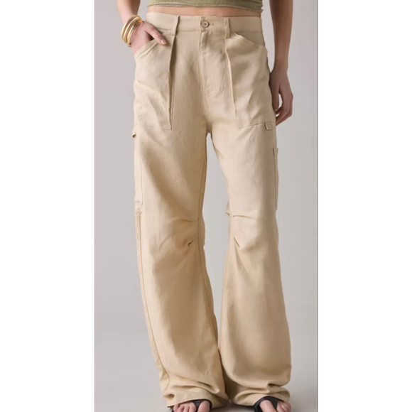 Lioness Pants - Women's Lioness Miami Vice Beige Wide Leg Cargo Pants XS